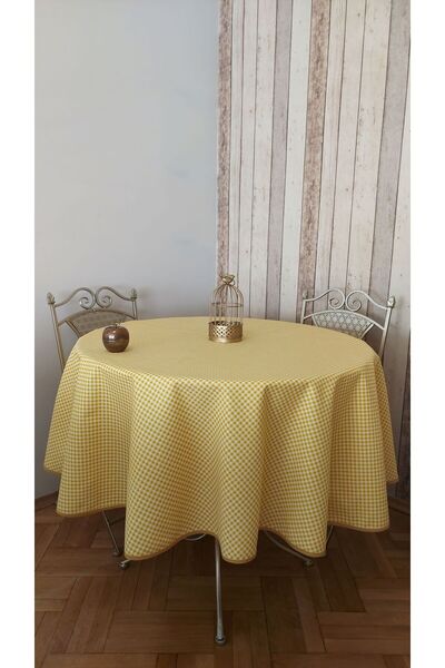 gonk Round, Plaid, Duck (Liquid Pusher, Stain Proof) Fabric, Tablecloth