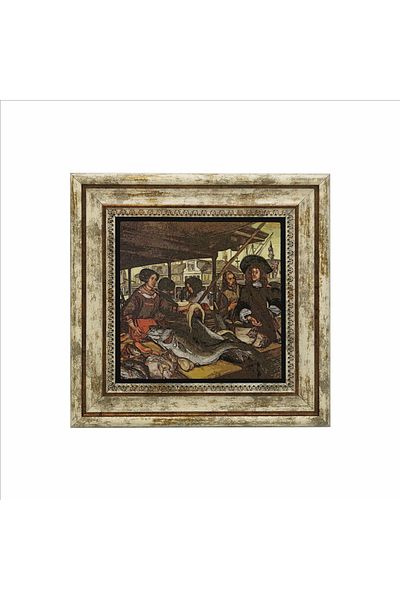 Sadrazam Netherlands Fish Market Printed Natural Stone Painting (25 X 25 Krg-41)