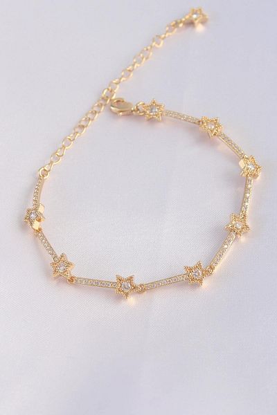 Celira Vip Series Brass Zircon Stone Gold Color Halley Model Bracelet