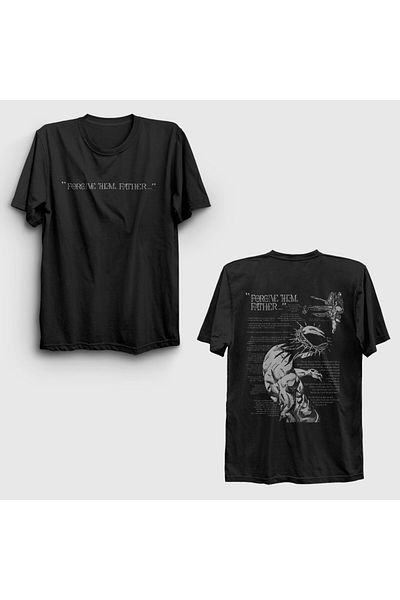 Presmono Μπλουζάκι Unisex Μαύρο Συγχώρεσε τους Πατέρα Ιησού V2 Jojo Back Printed T-shirt 537631 ττ