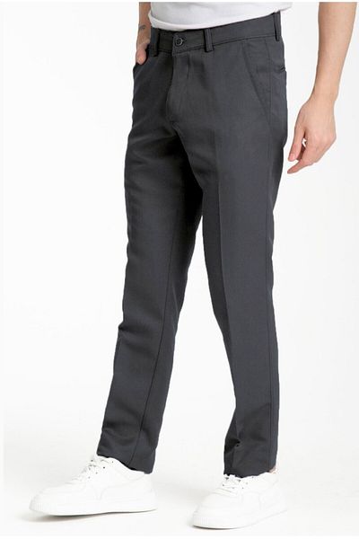 Rewoly Men's Classic Cut Anthracite Color Linen Pants