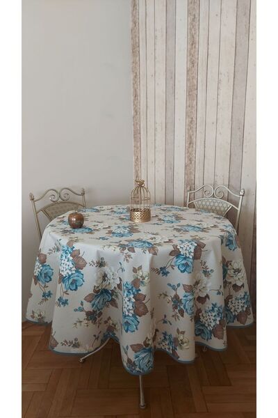 gonk Round, Country Patterned, Duck (Liquid Pusher, Stain Proof) Fabric, Tablecloth