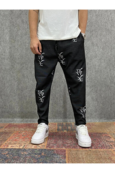 FıttingRoom Patterned Baggy Trousers with Elastic Waist