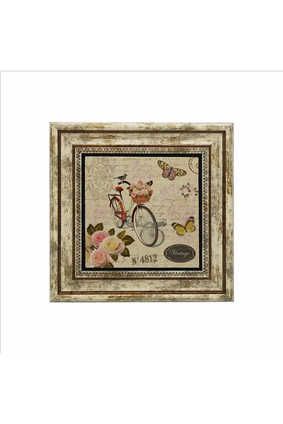 Sadrazam Natural Stone Painting with Dutch Bicycle Image Printed (25 X 25 Krg-34)