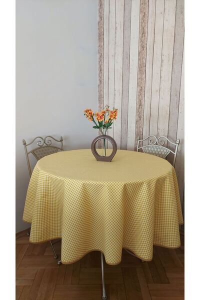 gonk Round, Plaid, Duck (Liquid Pusher, Stain Proof) Fabric, Tablecloth