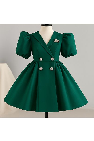 MUSGEM Special Design Umay Model Emerald Green Color Stone Accessory Girl's Evening Dress