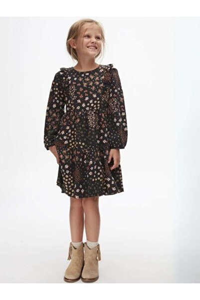 Zekids Κοριτσίστικο φόρεμα με βολάν με βαμβακερό σχέδιο