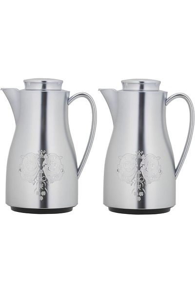 ALSAIF Coffee And Tea Vaccum Flask Set In Chrome / Leak-proof And Keeps Drinks Hot 1.0/1.0 Liter