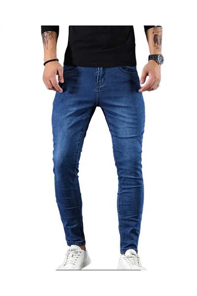 KDY Мъжки тъмносини дънки Slim мъжки дънки Дънки