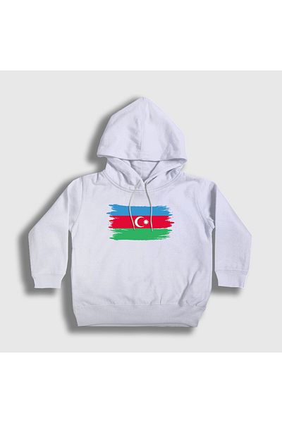 Presmono Hanorac cu glugă unisex pentru copii, steag alb, steagul Azerbaidjanului 536461 tt
