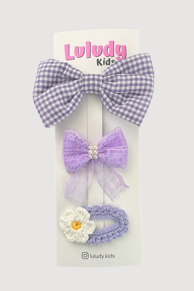 Luludy Kids Lilac Bow 3-Piece Girl's Buckle Set