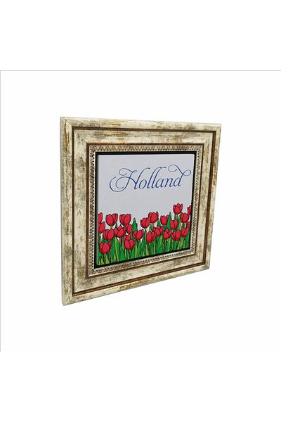 Sadrazam Natural Stone Painting with Dutch Tulip Image Printed (25 X 25 Krg-24)