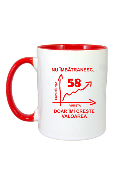 OEM Εξατομικευμένη κούπα με κόκκινη λαβή "...., μόλις γερνάω, 58 ετών", INOVA...