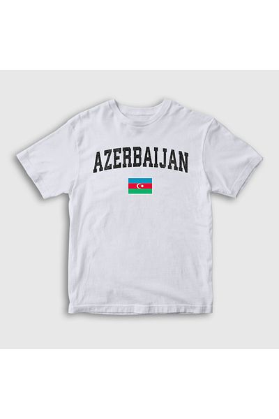 Presmono Tricou unisex pentru copii cu steag alb V2 Azerbaidjan Azerbaidjan 536619 tt