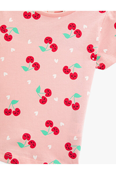 Koton Cseresznyenyomatú, legény nyakú, rövid ujjú pamut póló