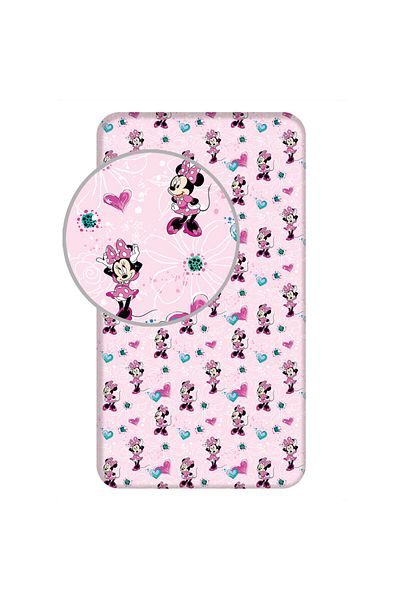 Minnie Mouse Cearceaf, cu margini elastice, multicolor, 100% bumbac, 90x200 cm, Minnie Mouse