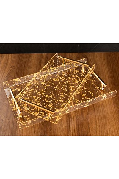 casa rosa Acrylic Transparent Serving Tray Set 2-Piece