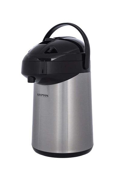 KRYPTON Stainless Steel Air Pot Flask – 2.5l, Double-wall Insulated, Pump Action, Hot/cold Retention