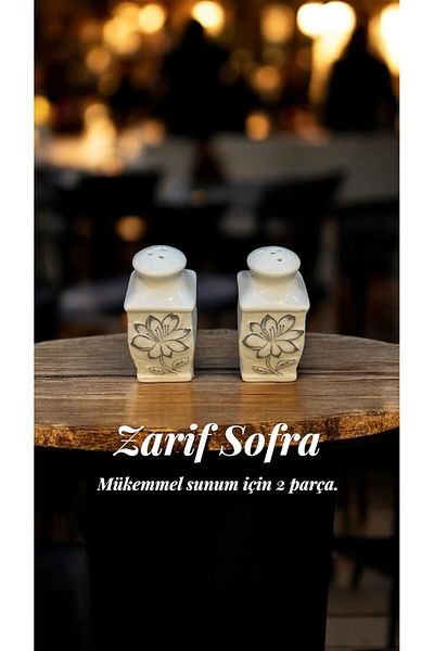 kitchenboost Porcelain Salt Shaker - 2 Salt Shakers with Pattern