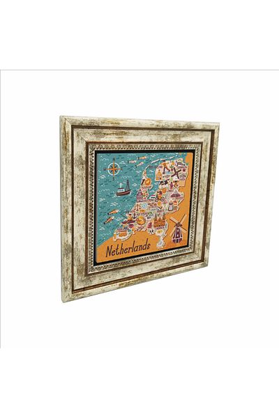 Sadrazam Natural Stone Painting with Dutch Symbols Printed (25 X 25 Krg-22)