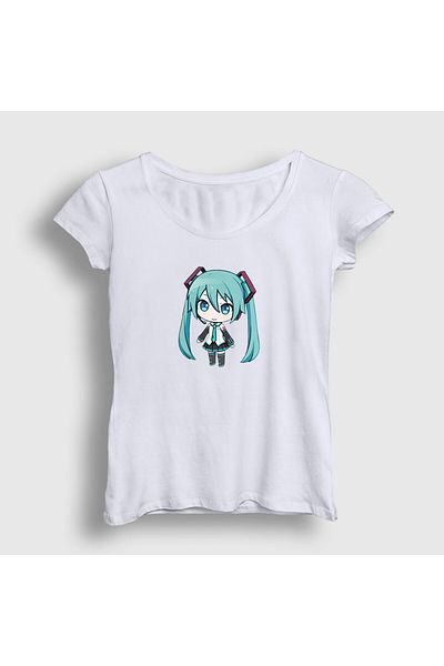 Presmono Tricou alb Hatsune Miku Chibi Anime pentru femei 538131 tt