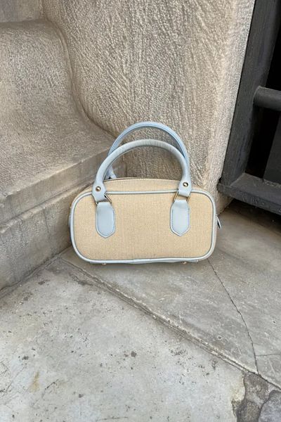 LEONAS Geantă de mână și de umăr pentru femei, cu detalii din piele artificială, Freya Blue