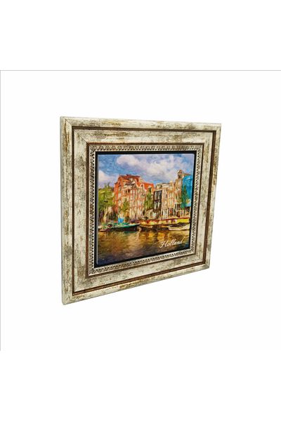 Sadrazam Tablou din piatră naturală imprimată cu imaginea Olandei (25 X 25 KRG-27)