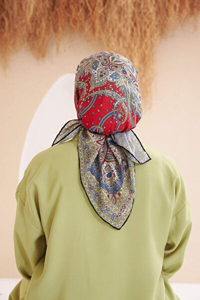 İpekhan Thin Viscosa Cotton Scarf Hand Stitched Etnic Flowers Geometric Pattern