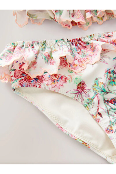 Next Baby Two Piece Pink Floral Print - Ruffle Swimsuit/Bikini Set Alyah1105