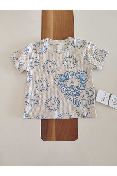 Pepelino Baby Boy Lion Printed Waffle Fabric Shorts 2 Piece Set