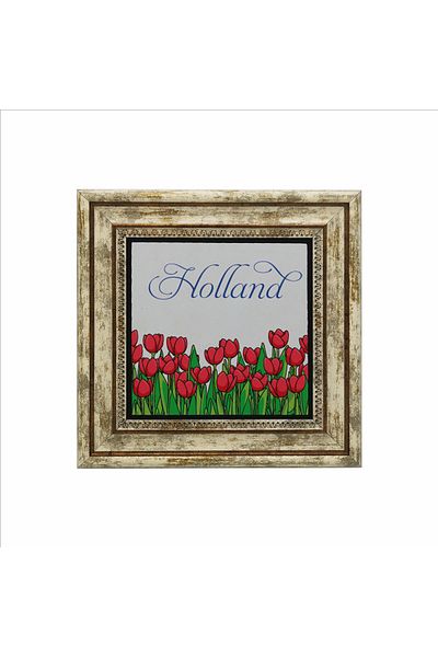 Sadrazam Natural Stone Painting with Dutch Tulip Image Printed (25 X 25 Krg-24)