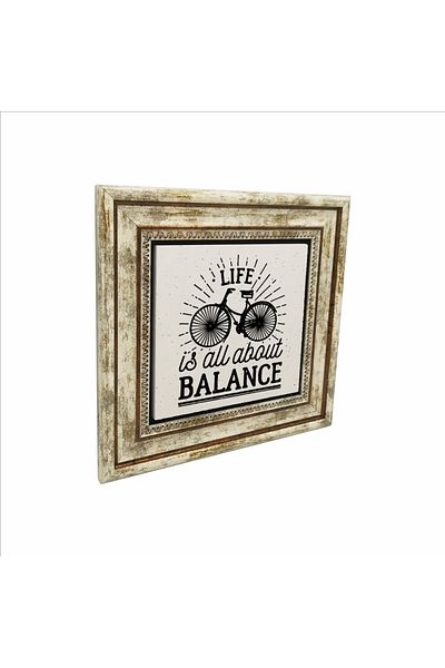 Sadrazam Natural Stone Table with Bicycle Visual Print (25 X 25 Krg-35)