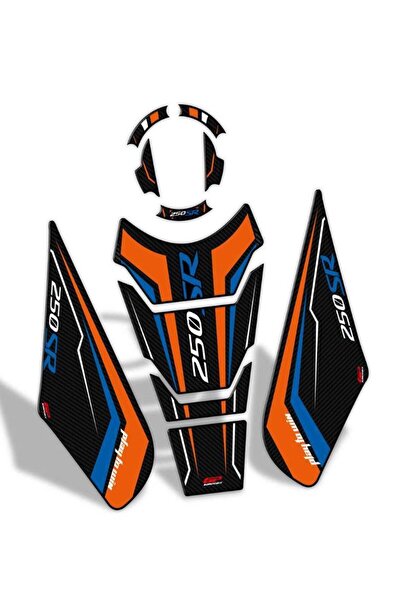 CF Moto GP KOMPOZİT CF MOTO 250 SR 2020-2024 UYUMLU TANK PAD SETİ TURUNCU-MAVİ