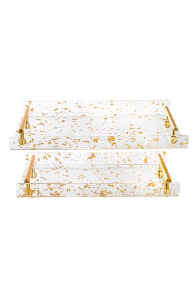 casa rosa Acrylic Transparent Serving Tray Set 2-Piece