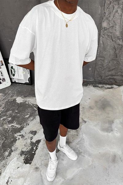HAFKAGİYİM Λευκό Cozy Basic Oversize T-Shirt