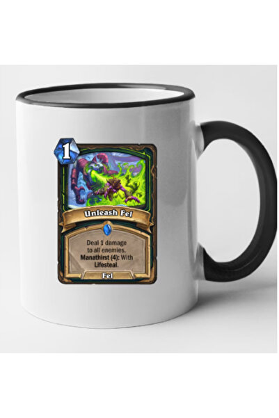 OEM Cana personalizata cu maner negru HearthStone - Unleash Fel, INOVATIX®. 3...