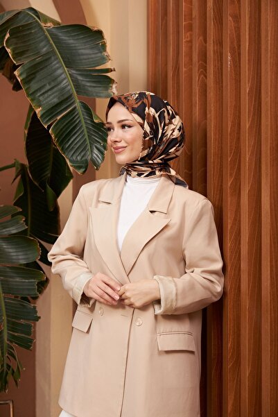 İpekhan Thin Viscosa Cotton Scarf Hand Stitched Etnic Flowers Geometric Pattern