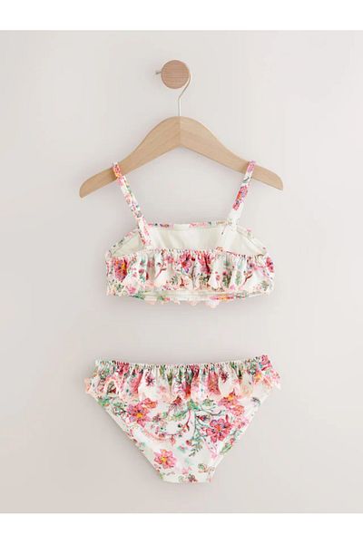 Next Baby Two Piece Pink Floral Print - Ruffle Swimsuit/Bikini Set Alyah1105
