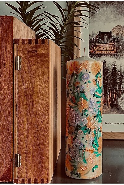 inrobert El Boyaması Büyük Boy Silindir Blok Mum