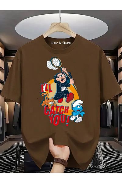 New Shine Μπλουζάκι με στάμπα Στρουμφ Gargamel μεγάλου μεγέθους