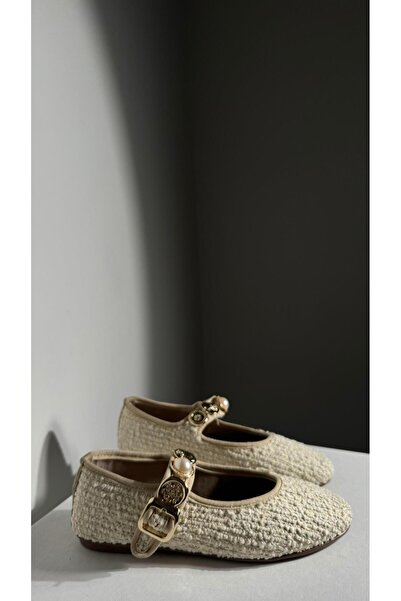 Eataly Shoes حذاء باليه نسائي من الجلد الأسود بإبزيم ذهبي