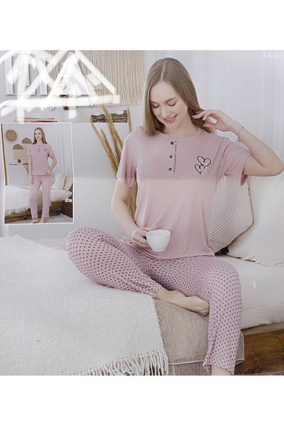 Lila Women's Viscose Combed Cotton Short Sleeve Pajama Set