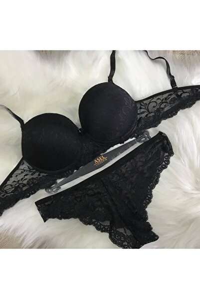 Asel Lingerie Kadın Bordo Dantelli Destekli Bralet Sütyen Takım