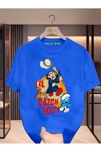 New Shine Μπλουζάκι με στάμπα Στρουμφ Gargamel μεγάλου μεγέθους