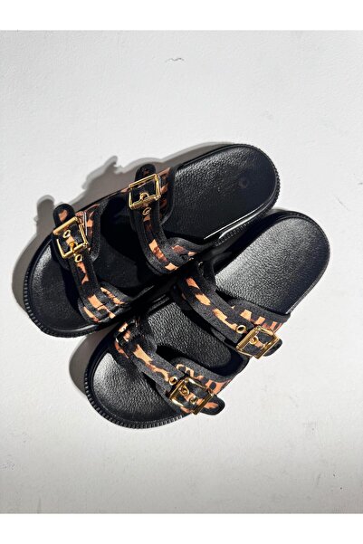 Eataly Shoes Bella Leopard Double Strap Buckle Slippers