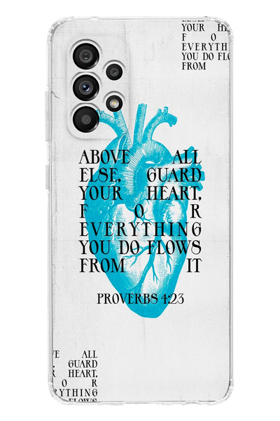 moonset Samsung Galaxy A53 Uyumlu Kalp Kolaj Tasarımlı Baskılı Şeffaf Telefon...