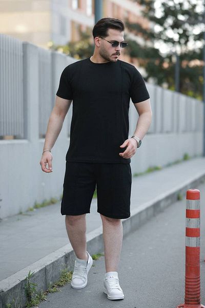 ROBERTO BORNOVA Men's Waffle Fabric Shorts T-Shirt Set - Comfortable and Stylish Casual Sports Combo