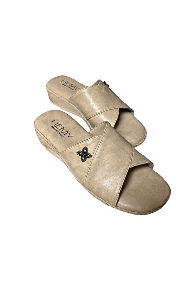 Lion anne ortapedik içi petli dikişli deri tarzı günlük kullanıma uygun terlik