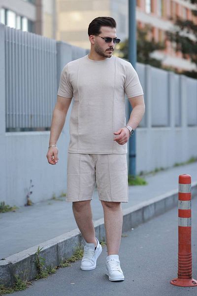 ROBERTO BORNOVA Men's Waffle Fabric Shorts T-Shirt Set - Comfortable and Stylish Casual Sports Combo