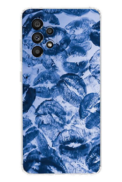 moonset Samsung Galaxy A72 Uyumlu Mavi Dudaklar Tasarımlı Baskılı Şeffaf Tele...